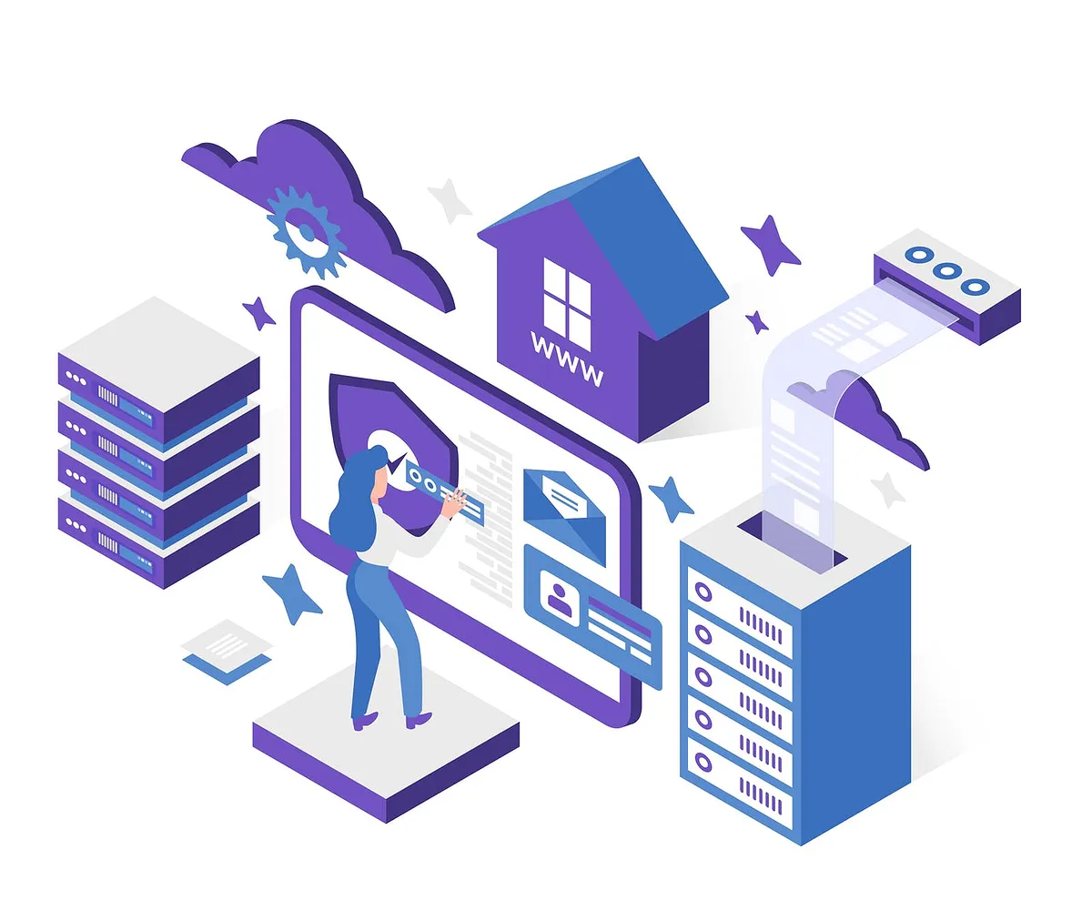 Image vectorielle présentant le fonctionnement d'un serveur web.